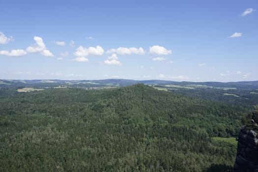 Beautiful landscape view from the Schrammstein viewpoint in Saxon Switzerland, Germany