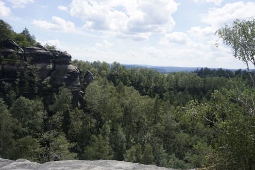 View over the Rauschengrund with beautiful forest in Saxon Switzerland, Germany