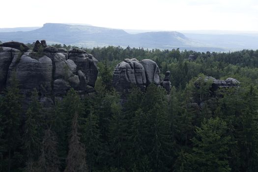 Beautiful view over spectacular landscape in Saxon Switzerland, Germany