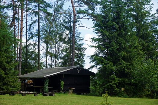 Beautiful log cabin in the forest on a hill near Sebnitz-Ottendorf, Germany