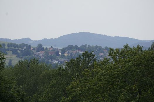 View over beautiful village Ottendorf in Saxon Switzerland, Gemrany