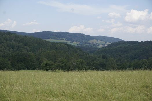 View from the Vogelberg mountain in direction of Saupsdorf and the Czech border