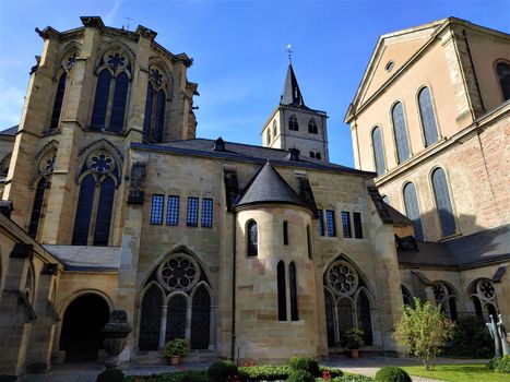 Garden view of the cathedral of Trier, Germany