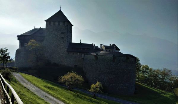 Idyllic view on Vaduz castle on a foggy morning