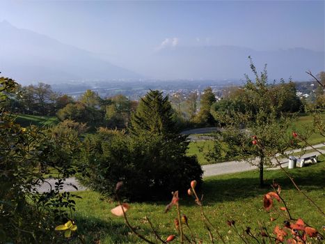 View over Vaduz and the rhine valley from Vaduz castle, Liechtenstein