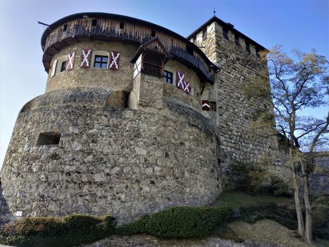 Close up of the Vaduz Castle towers in Liechtenstein