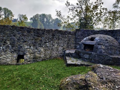 Old oven, window and part of the wall of lower castle in Schellenberg, Liechtenstein