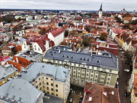 Panoramic view over the old town of Tallinn, Estonia