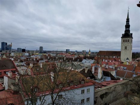 View from Kohtuotsa platform to Saint Nicholas' church Tallinn, Estonia