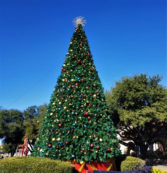 Beautiful christmas tree in the Fort Worth Stockyards, Texas