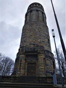 The Bismarck Tower in Bochum, Germany on cloudy winter day