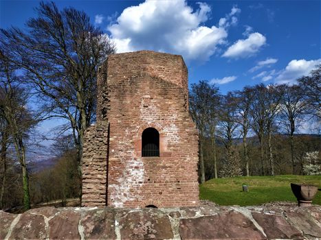 Tower of St. Michael's monastery and part of the Heiligenberg mountain in Heidelberg, Germany on a beautiful day