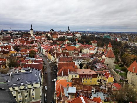 Panoramic view to Toompea over the old town of Tallinn, Estonia