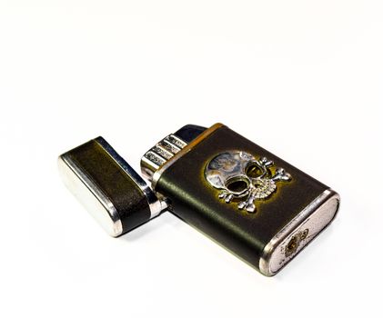 Reusable steel lighters. Creative lighters on a white background.