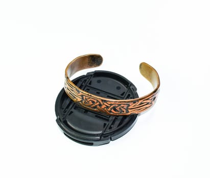 Runic engraved copper wrist bracelet. Copper jewelry bracelet.