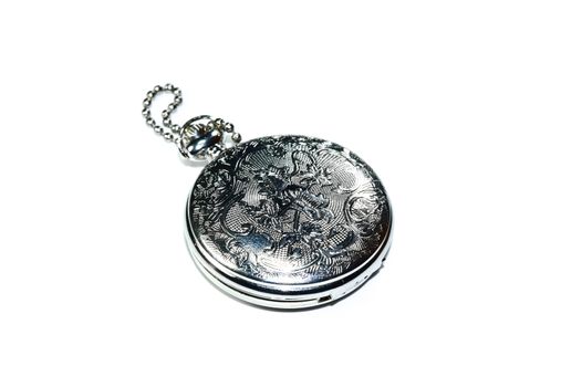 Steel pocket watch, shiny, a stainless steel.