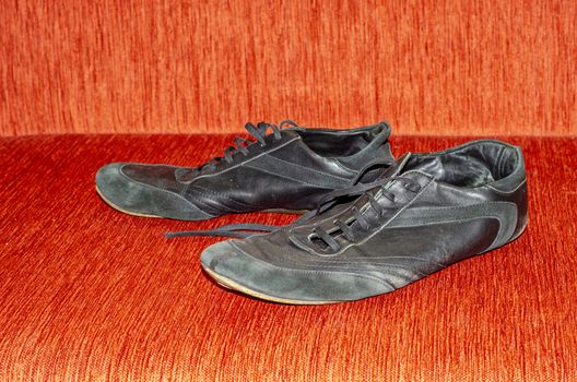 Old Black Walking Shoes, Vintage Black Walking Shoes