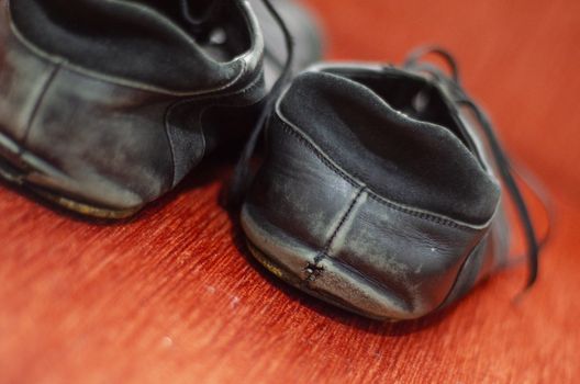 Old Black Walking Shoes, Vintage Black Walking Shoes