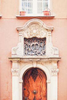 Detail of a historical building in the Old Town in Gdansk, Poland, architecture and design