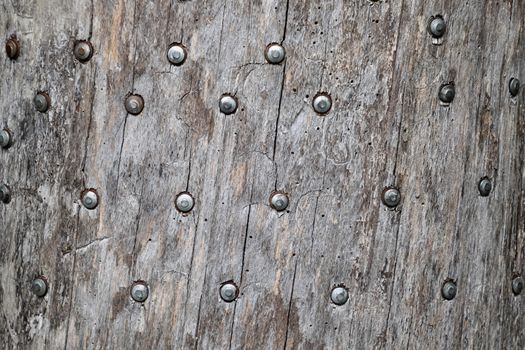 Background texture nails hammered into the tree. Nails hats.