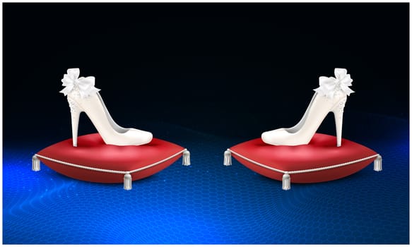 mock up illustration of luxury female footwear on cushion surface