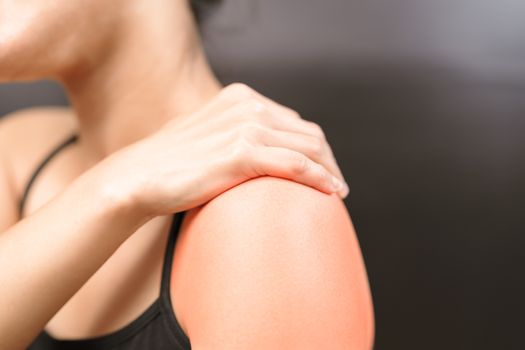 young women neck and shoulder pain injury, healthcare and medical concept