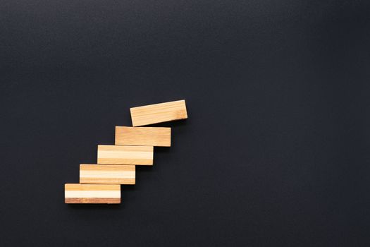 Wooden block stacking as step staircase. Business concept for growth successful. Blank for copy text