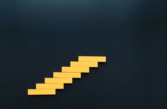 Wooden block stacking as step staircase. Business concept for growth successful. Blank for copy text