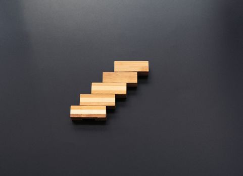 Wooden block stacking as step staircase. Business concept for growth successful. Blank for copy text