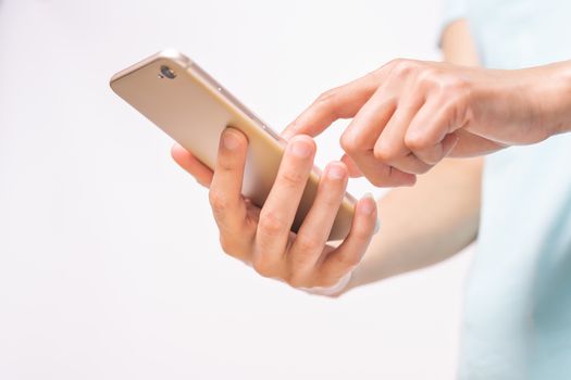 young student women shopping online on smartphone. business and modern lifestyle concept. blank smartphone display for copy space