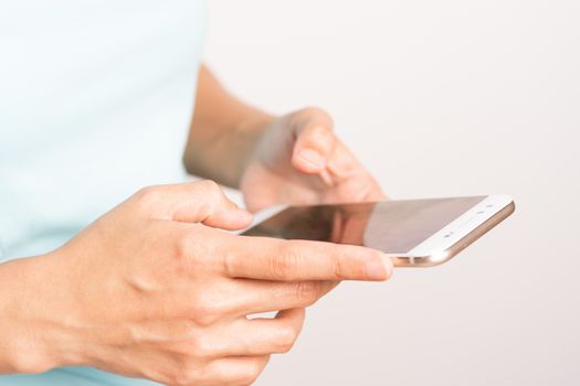 young student women shopping online on smartphone. business and modern lifestyle concept. blank smartphone display for copy space