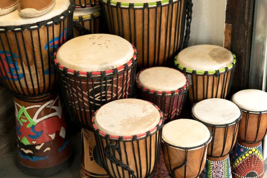 african drums, djembe, variety size of african drums