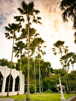 the sunset sky at Wat Yannasangwararam, Pattaya Chonburi, Thailand