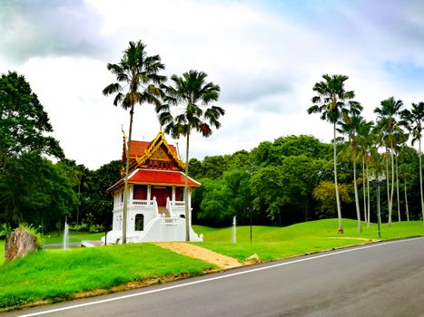 Pattaya Chonburi, Thailand. Landscape of Thai gazebos-temple (sala) at Wat Yannasangwararam