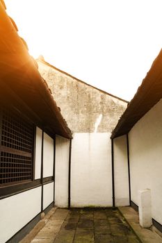 Sunbeam on roof top of Chinese house
