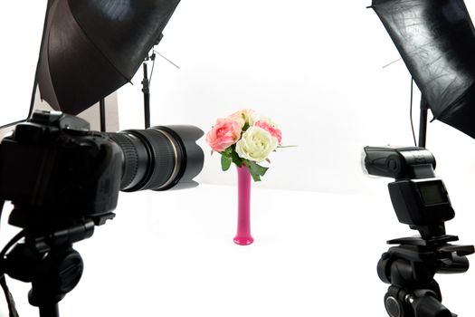 Interior of professional photo studio while shooting lifestyle decoration