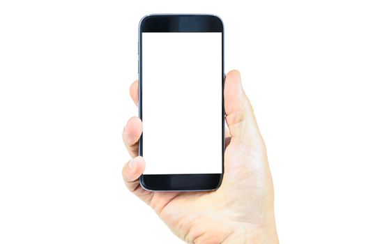 Modern and generic blank smartphone in the hand - mockup resource.