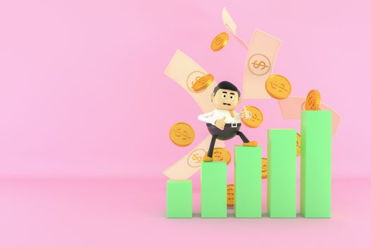 A man is a financial businessman. 3d illustrator.