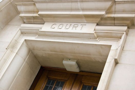 Angled view of the entrance to a court / courthouse.