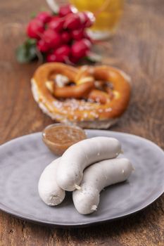 bavarian white sausage with pretzel