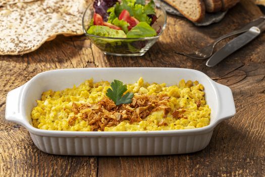 homemade swabian pasta dish on wood