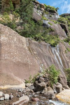 View of the chain ladder in the Tugela Gorge next to the Tugela tunnel