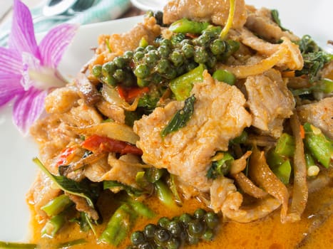 Spicy pork and pepper , thai food