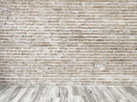 room interior vintage with  brick wall and wood floor background