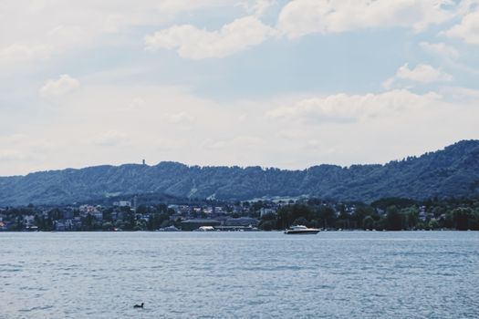 City park near lake Zurich in Switzerland, summertime