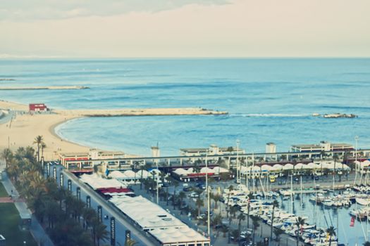 Seaside and port in Barcelona, Spain in summer