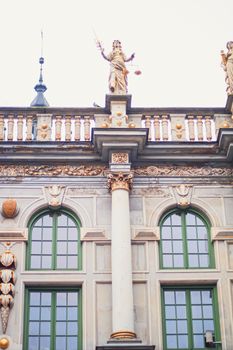 Detail of a historical building in the Old Town in Gdansk, Poland, architecture and design