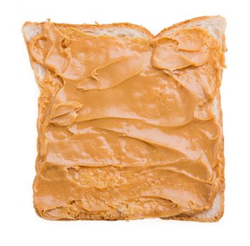peanut butter sandwich and bread on white background