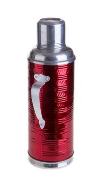 Thermo flask on the white background