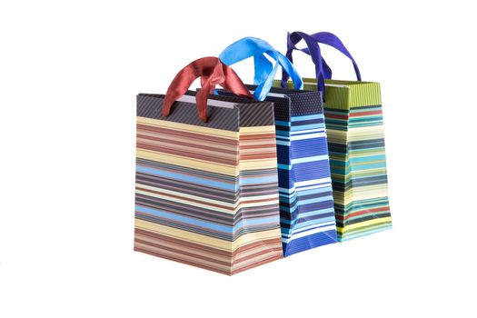 Paper shopping bags isolated on white background